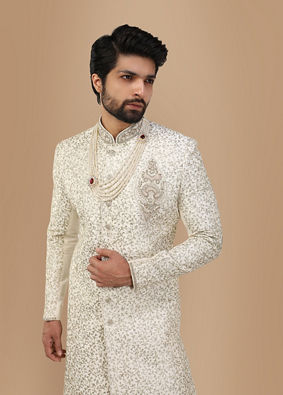 Elegant Off White Sherwani image number 0